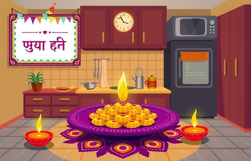 DalBaatiTrail - Diwali Special Event DalBaatiTrail Diwali event showing virtual kitchen decorated with diyas and rangoli, preparing special sweet baati