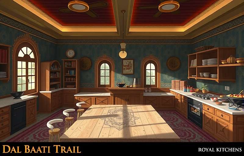 DalBaatiTrail - Royal Kitchens Expansion Concept art for DalBaatiTrail Royal Kitchens expansion showing elaborate historical cooking场景